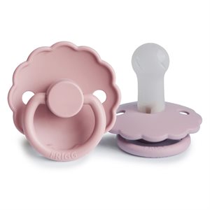 FRIGG Daisy - Round Silicone 2-Pack Pacifiers - Baby Pink/Soft lilac size 2